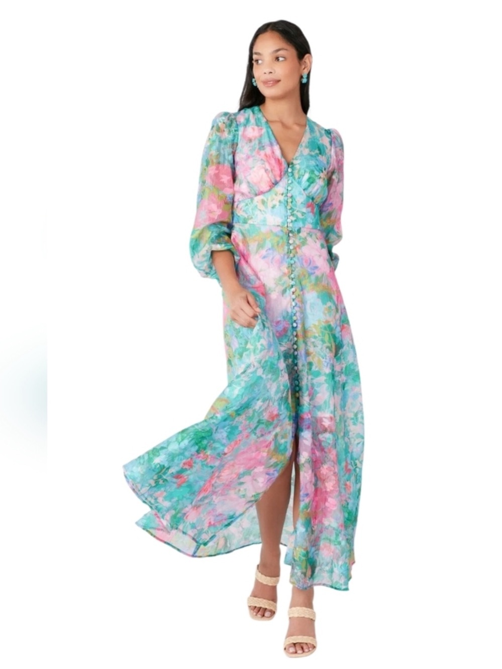 NWT ABBEY GLASS Brooke Gown in Vivid Bloom